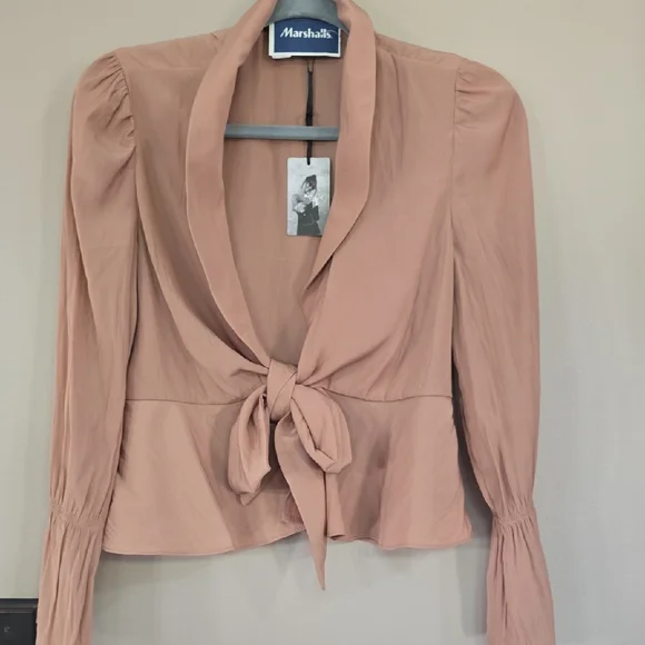 Marshalls Women's Blush Tie-Front Blouse - Picture 1 of 2